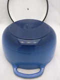 LODGE 6 QUART BLUE Porcelain Enamel CAST IRON DUTCH OVEN STOCK POT & LID, 11" x 5.5"