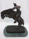 BRONCO BUSTER by Frederic Remington 100% Bronze on Marble Sculpture Statue Art