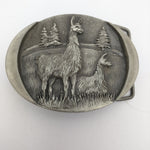 Llamas Grazing Belt Buckle Vintage Silver Sage Spec Cast Denver USA Metal