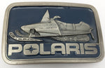 Polaris Snowmobile Blue Enamel Resin Inlay Pewter Snow mobile Belt Buckle Vintage