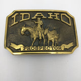 Stamped CW-2294 Idaho Prospector Belt Buckle 1978 Vintage First Security Corporation Mule Gold Miner