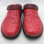 7.5 M Ostrich Print Red Mule Clog Double H HH Western Boots Slip On Shoes Leather DH2046