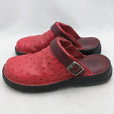 7.5 M Ostrich Print Red Mule Clog Double H HH Western Boots Slip On Shoes Leather DH2046