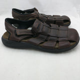 12 Clarks Mens Brown Closed Toe Woven Leather Upper Fisherman Shoes Sandals Sandels 12M 38052