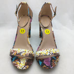 New 13 Madden Girl Snake Print High Heel Shoes Multi Color Ankle Strap Peep Toe Beella