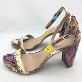 New 13 Madden Girl Snake Print High Heel Shoes Multi Color Ankle Strap Peep Toe Beella
