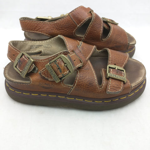7 US England Brown Chunky Air Wair Dr Martens 8209 Doc Martins Strap Leather Shoes Sandals Sandels Dr. Vintage