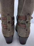 Sz 9 B Frye Jane Strappy Suede Fatigue Knee High Riding Boots 76395 Harness