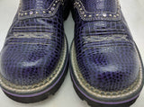 7.5 B Ariat FatBaby 15144 Purple Croc PRINT BUCKAROO Hearts Cowboy WOMEN Boots Rhinstones