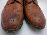 J & M 1850 Mens Shoes Size 8.5 Tan Leather Wingtip Johnston Murphy - ITALY