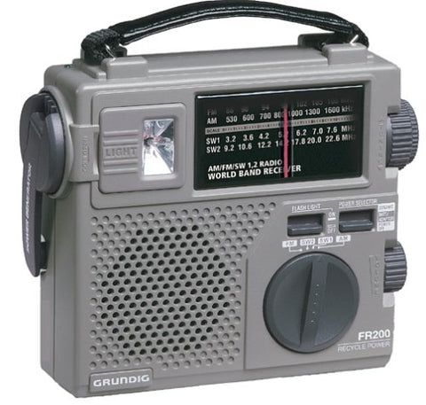 Grundig FR200 Emergency AM FM Shortwave Radio Hand Crank Recharge Flashlight