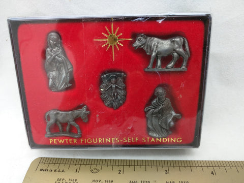 Miniature Pewter Figurine Self-standing Nativity Set Tiny