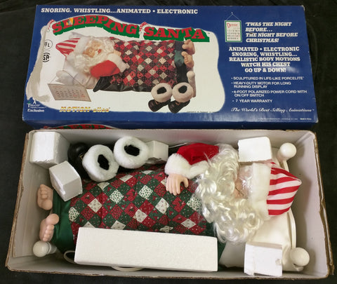 Sleeping Santa Telco Snoring Whistling Animated Belly Electronic 22" Working