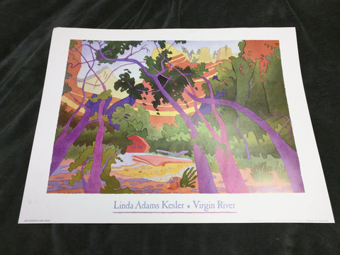 Virgin River Linda Adams Kesler Print Art 25x19 Zion National Park Series 1988 Watercolor