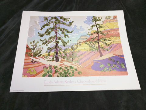 Checkerboard Mesa Linda Adams Kesler Print Art 25x19 Zion National Park Series 1988 Watercolor