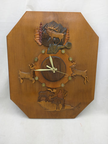 Stosich Woodlock Elk Deer Moose Clock Custom Wall Bullet Shells 15x12