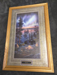 Night Fire Kim Norlien Print Framed 29 X 19 2001 Oak Wood Frame