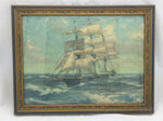 Gordon Grant Schooner Ship Windjammer Print Framed 14x11 Clipper Maritime Boat