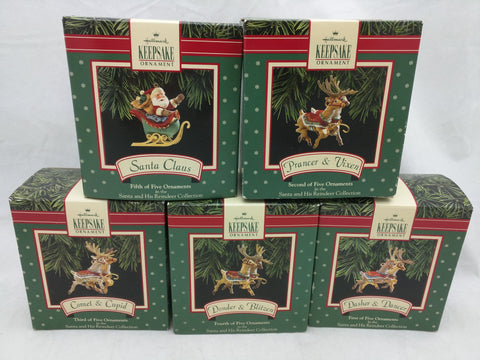 Hallmark Santa And His Reindeer Ornament Collection Set
