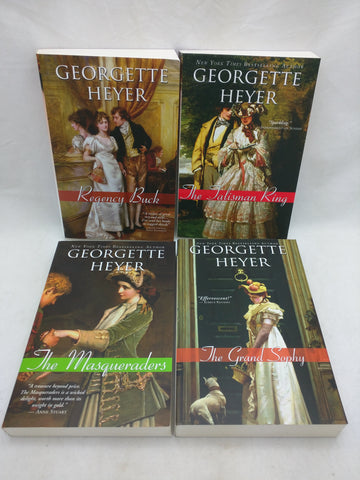 4 Georgette Heyer Book Set regency Buck the tailsman ring the masqueraders the grand sophy