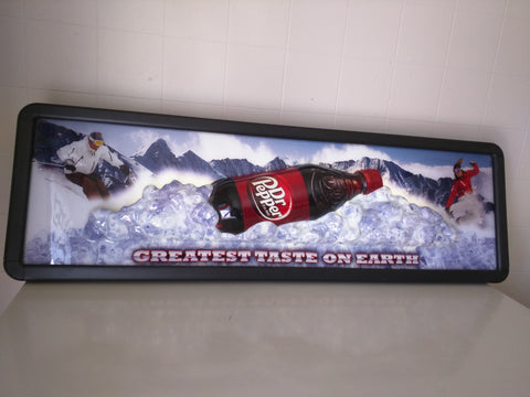 Dr. Pepper Sign Light Up Skiing Mountains Greatest Taste on Earth