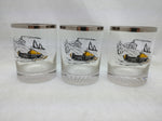 3 Ski-Doo Snowmobile Tumbler Glass Drinking Vintage Barware Lowball