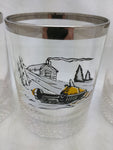 3 Ski-Doo Snowmobile Tumbler Glass Drinking Vintage Barware Lowball