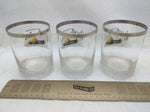 3 Ski-Doo Snowmobile Tumbler Glass Drinking Vintage Barware Lowball