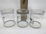 3 Ski-Doo Snowmobile Tumbler Glass Drinking Vintage Barware Lowball