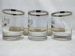 3 Ski-Doo Snowmobile Tumbler Glass Drinking Vintage Barware Lowball