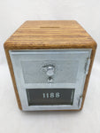 Postal Box Savings Bank Oak Wood Coin Money Combination Door Lock