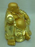 10x7 Golden Laughing Buddha Gold Smiling Statue Figure Resin Laying Down Resting