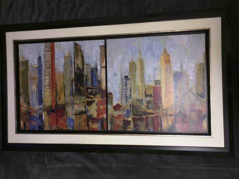 Chicago New York City Skyscraper Art Print Painting Large Abstract