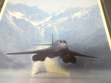 Rockwell B-1B Bomber Signed Dru Blair Print 1989 Oak Frame Airforce