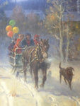 Jingle Bells Powder Snow G Harvey Christmas Print Signed Numbered Horse-Drawn Sleigh