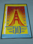 Golden Gate Bridge Poster Signed Primo Angeli 50th Anniversary Art Deco