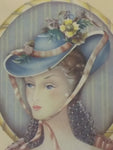Fashion Lady Print Donald Art wearing vintage hat bonnet
