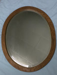 Oval Mirror Oak Frame Antique Beveled Edge