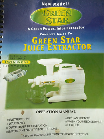 Green Star Pasta Vegetable Juicer GS-1000 Twin Gear Extractor extra Screen