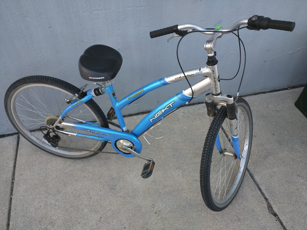 schwinn next bicycle Next Avalon CS Aluminum Comfort Bike Bicycle Blue/Silver – Pocatello Market
