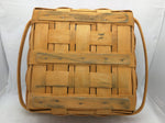 1995 12x12x6 Picnic Divider Protector Longaberger Basket Woven 11029 Pie Shelf 2 Handle Leather Hinge Lid