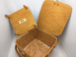 1995 12x12x6 Picnic Divider Protector Longaberger Basket Woven 11029 Pie Shelf 2 Handle Leather Hinge Lid