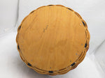 2002 10x3 Round Easter Longaberger Basket Red Black Woven 2 Fixed Handle