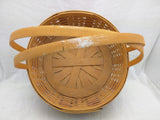 2002 10x3 Round Easter Longaberger Basket Red Black Woven 2 Fixed Handle