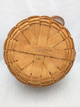 1994 9x4 Darning 15504 Round Liner Leather Handles Longaberger Basket Woven