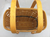 2000 9x5x9 Green Band Double Swing Handle Longaberger Basket Woven Oval Rectangle
