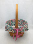 1993 8x6 Mothers Day Liner Protector Longaberger Basket Woven 12904 Single Fixed Handle Bows