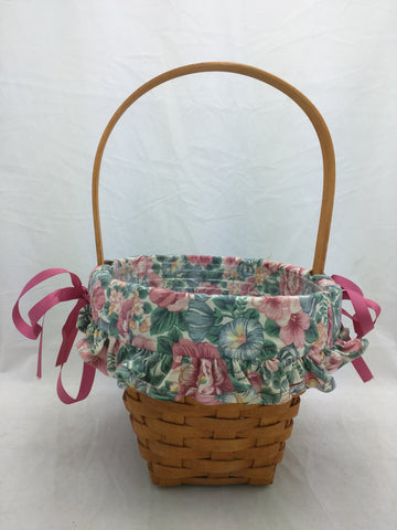 1993 8x6 Mothers Day Liner Protector Longaberger Basket Woven 12904 Single Fixed Handle Bows