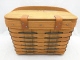 1994 10x6x6 Heartland Small Purse Protector Longaberger Basket Woven 10839 Leather Hinge Lid
