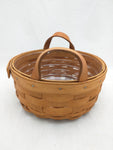 1993 7x3 Round Small Leather Handles Protector Longaberger Basket Woven